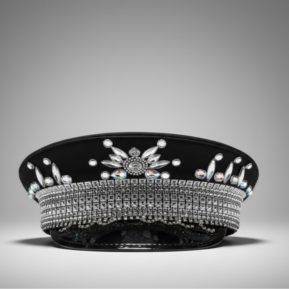 Tipsy Elves Black and Silver Embellished Hat